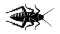 Black silhouette of dead cockroach lying on its back on white backdrop. Vector illustration. Good for pest control Royalty Free Stock Photo