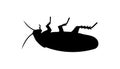 Black silhouette of dead cockroach lying on its back on white backdrop. Vector illustration. Good for pest control Royalty Free Stock Photo