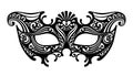 Black silhouette of a decorative carnival Venetian mask isolated Royalty Free Stock Photo