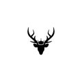 Black silhouette of deer head with antlers and royal crown