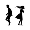 Black silhouette design with isolated white background of couple breaking up