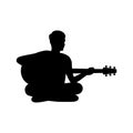 Black silhouette design with isolated white background of man playing guitar Royalty Free Stock Photo