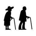 Black silhouette design with isolated white background of two olders Royalty Free Stock Photo