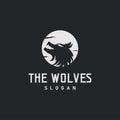 black silhouette design logo wolf wild animal simple illustration template Royalty Free Stock Photo