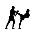 Black silhouette design of martial arts of thailand called muay thai Royalty Free Stock Photo