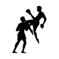 Black silhouette design of martial arts of thailand called muay thai