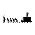 Black silhouette design of slaves pulling stone brick to create pyramid