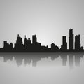 Black silhouette of Detroit with reflection. Vector illustration