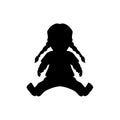 Black silhouette of doll. Kids toy for little girl. Isolated icon Royalty Free Stock Photo