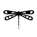 Black silhouette of a dragonfly. Flat design for poster or t-shirt. Vector illustration Royalty Free Stock Photo