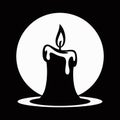 Black Silhouette of a Dripping Candle on a White Circle Background Keywords: candle, burning Royalty Free Stock Photo