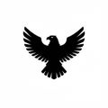 Black silhouette of an eagle in flight with wings outstretched. The design emphasizes Royalty Free Stock Photo