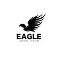 Black silhouette of an eagle on a white background vector illustration. Royalty Free Stock Photo