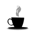 Black silhouette of elegant tea or coffee steaming cup