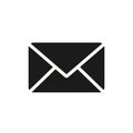Black Silhouette of an Envelope Icon on a White Background mail email Royalty Free Stock Photo