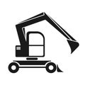 The black silhouette of an excavator with a dipper. Vehicle construction Royalty Free Stock Photo