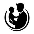 black silhouette of a father and his child Royalty Free Stock Photo
