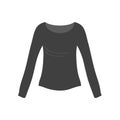 Black silhouette of a female sweater on white background