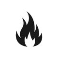 Black silhouette of a flame symbol is isolated on a white background Royalty Free Stock Photo