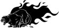 black silhouette of Flaming panther vector illustration on white background