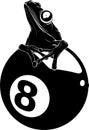 black silhouette of frog on 8 Ball Billards Pool Game Black