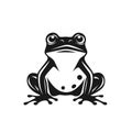 Black silhouette of a frog, toad on white background