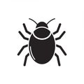 Black silhouette of a generic bug icon on a white background. The design features an Royalty Free Stock Photo