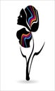 Black silhouette of a girl`s face from a flower. beautiful line of female face