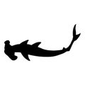 Black Silhouette of Hammer-head Shark. Sphyrnidae Illustration