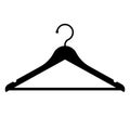 Black silhouette hanger. Empty hanger as a template for different things. Royalty Free Stock Photo