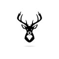 Black Silhouette head deer, Deer head icon or logo