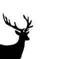 Black silhouette head deer white background Royalty Free Stock Photo