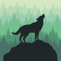 Black silhouette of a wolf`s head Royalty Free Stock Photo