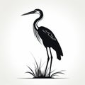 Chic Illustration: Detailed Brushwork Silhouette Of A Heron Royalty Free Stock Photo