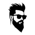 Black silhouette of Hipster hair and beards. Fashion concept. Vector illustration Royalty Free Stock Photo