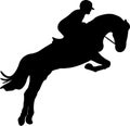 Horse and rider jumping silhouette Royalty Free Stock Photo