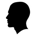 Black silhouette of a human head in profile facing left Royalty Free Stock Photo