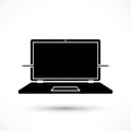 Black Silhouette Icon of an Open Laptop Computer on a White Background technology Royalty Free Stock Photo