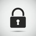 A black silhouette icon of a padlock on a light gray background. The padlock has a Royalty Free Stock Photo