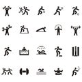 Black silhouette icon people involved in sports