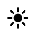 Black Silhouette Icon of a Sun with Rays on a White Background symbol Royalty Free Stock Photo