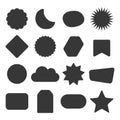 Black silhouette and isolated kids different shapes empty labels icons set design elements set on white