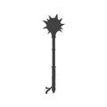 Black silhouette of isolated knight mace. Morning star. Medieval weapon icon. Fantasy club sign Royalty Free Stock Photo