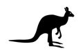 Black silhouette of a kangaroo figure with shadow, vector illustration.