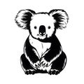 Black silhouette of a koala, panda on white background