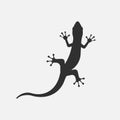 Black silhouette of lizard isolated on white background. Vector illustration