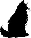 Maine Coon Cat Black Silhouette Generative Ai