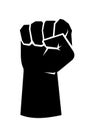 Black silhouette of a male rising fist Royalty Free Stock Photo