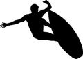 Male surfer and surfboard silhouette