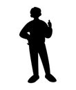 Black silhouette of a man doing a thumbs up, Nice job sign, Sign of approval, vector